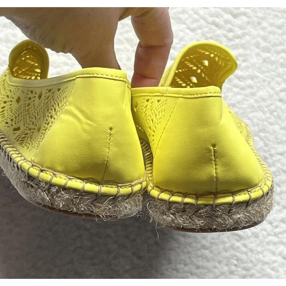 Talbots Flats Womens 10.5 Yellow Izzy Perforated Scallop Espadrille Coastal Boho